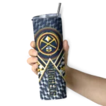 customized denver nuggets monogram burst blue white skinny tumbler best selling 1.webp