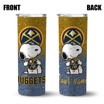 customized denver nuggets snoopy attitude blue skinny tumbler fashion forward.webp
