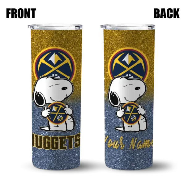 customized denver nuggets snoopy attitude blue skinny tumbler fashion forward.webp