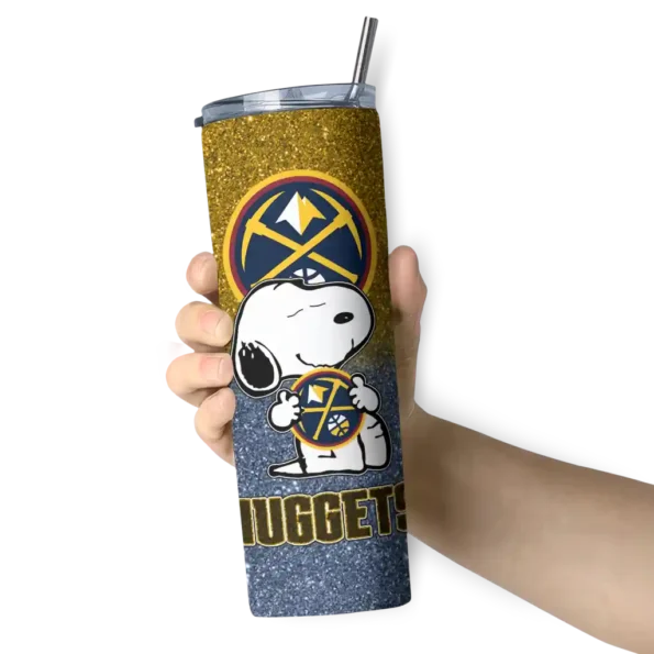 customized denver nuggets snoopy attitude blue skinny tumbler premium grade.webp