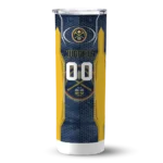 customized denver nuggets stacked diamond blue skinny tumbler best selling 1.webp