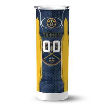customized denver nuggets stacked diamond blue skinny tumbler best selling 1.webp
