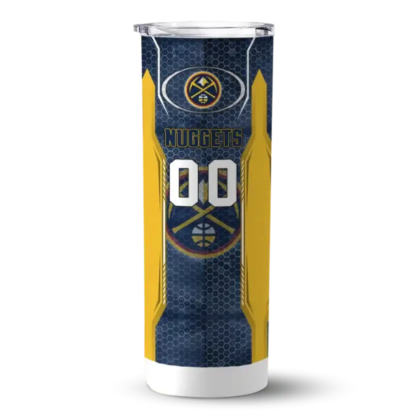 customized denver nuggets stacked diamond blue skinny tumbler best selling 1.webp