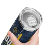 customized denver nuggets stacked diamond blue skinny tumbler best selling 1.webp