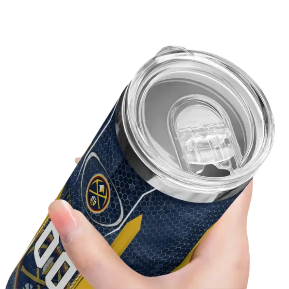 customized denver nuggets stacked diamond blue skinny tumbler high quality.webp