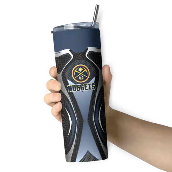 customized denver nuggets superman emblem blue black skinny tumbler premium grade.webp