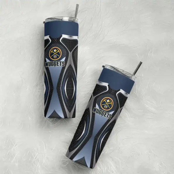 customized denver nuggets superman emblem blue black skinny tumbler top rated.webp
