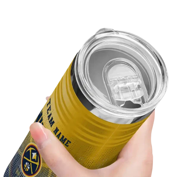 customized denver nuggets swirl texture blue skinny tumbler high quality.webp