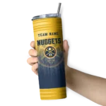 customized denver nuggets swirl texture blue skinny tumbler best selling 1.webp