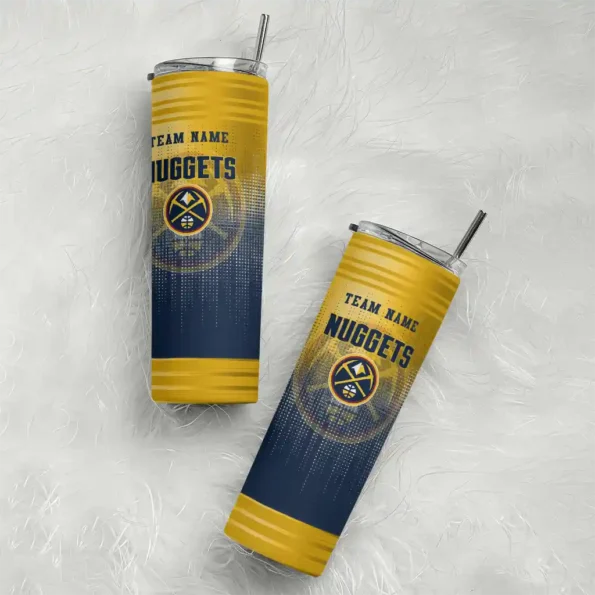 customized denver nuggets swirl texture blue skinny tumbler top rated.webp