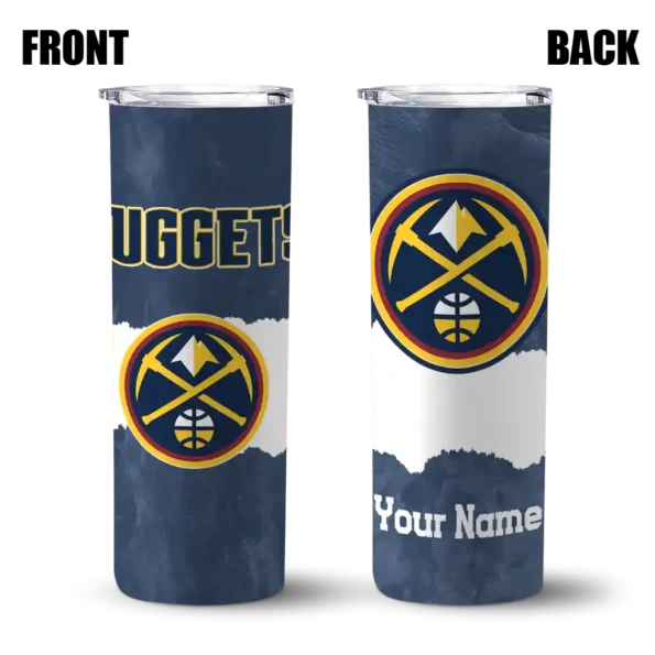 customized denver nuggets torn band blue white skinny tumbler fashion forward.webp