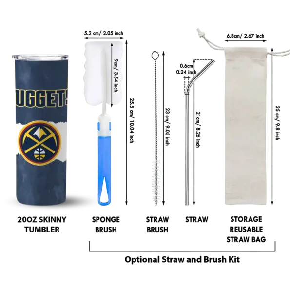 customized denver nuggets torn band blue white skinny tumbler new arrival.webp