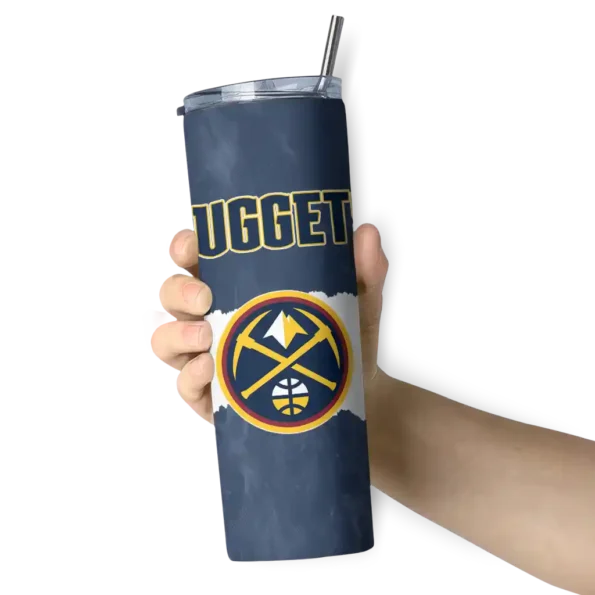 customized denver nuggets torn band blue white skinny tumbler premium grade.webp