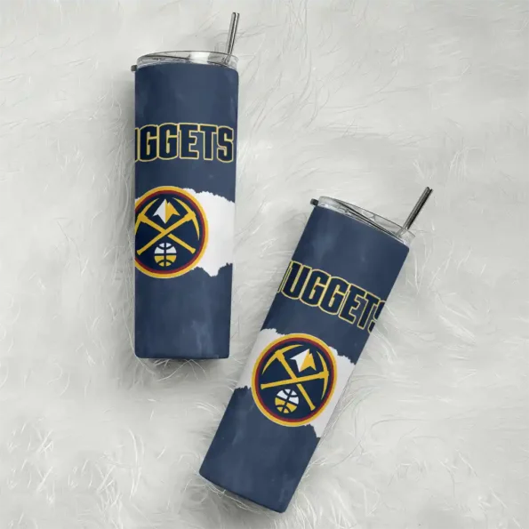 customized denver nuggets torn band blue white skinny tumbler top rated.webp