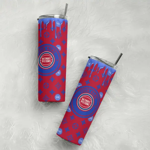 customized detroit pistons camo streak red skinny tumbler top rated.webp