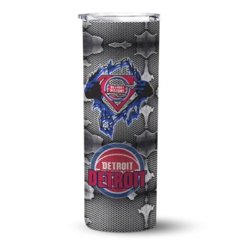 customized detroit pistons chevron v red gray skinny tumbler best selling 1.webp