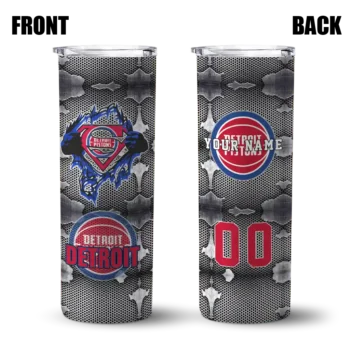customized detroit pistons chevron v red gray skinny tumbler fashion forward.webp