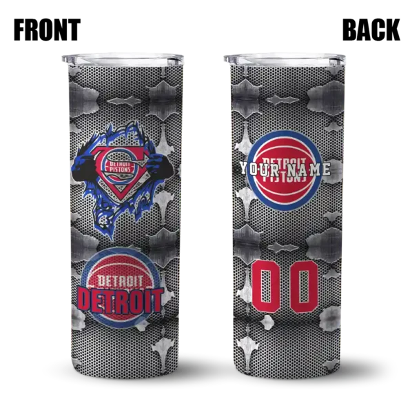 customized detroit pistons chevron v red gray skinny tumbler fashion forward.webp