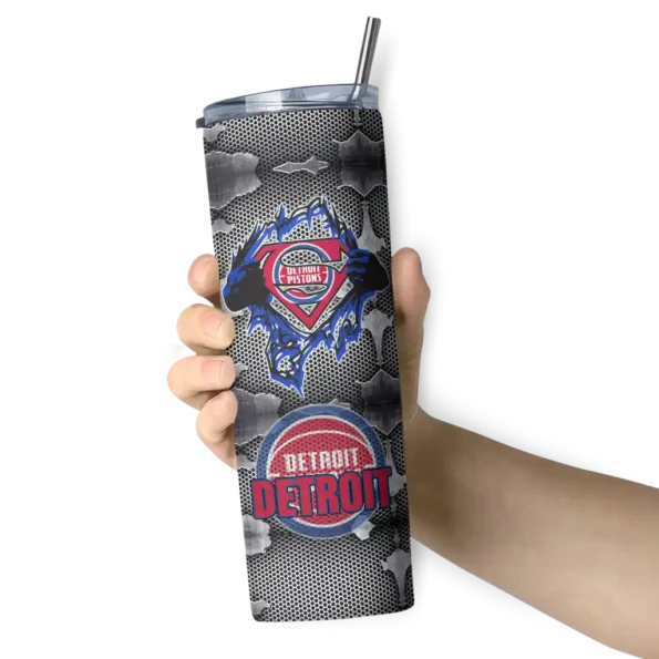 customized detroit pistons chevron v red gray skinny tumbler premium grade.webp