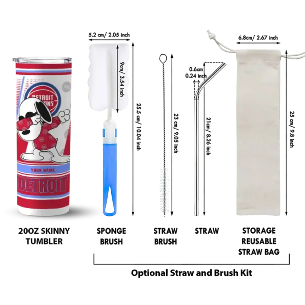 customized detroit pistons snoopy dog red white skinny tumbler new arrival.webp