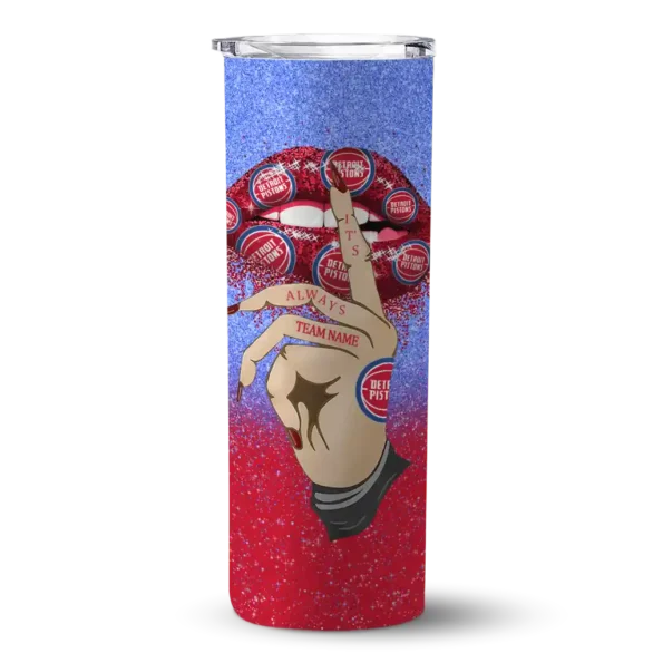 customized detroit pistons sparkle lips red skinny tumbler best selling 1.webp