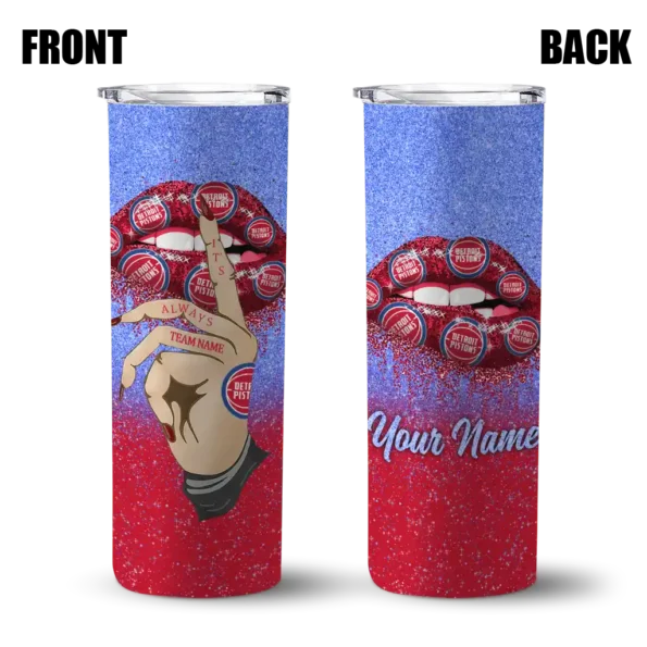 customized detroit pistons sparkle lips red skinny tumbler fashion forward.webp