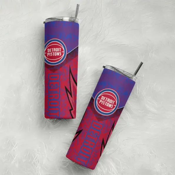 customized detroit pistons spiral burst print red skinny tumbler top rated.webp