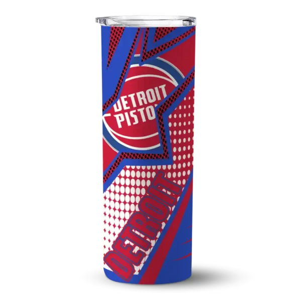 customized detroit pistons web stripes red white skinny tumbler best selling 1.webp