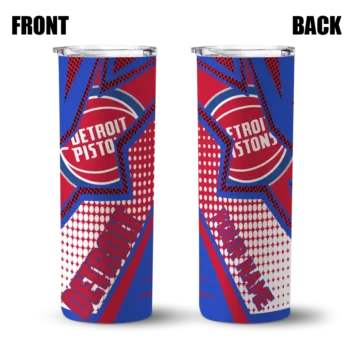 customized detroit pistons web stripes red white skinny tumbler fashion forward.webp