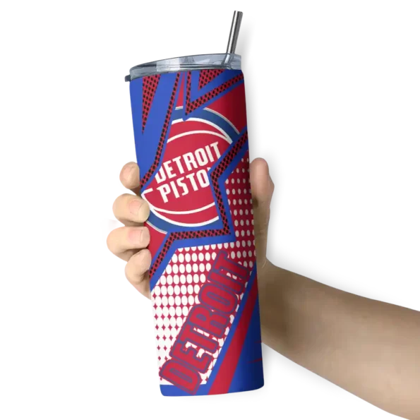 customized detroit pistons web stripes red white skinny tumbler premium grade.webp