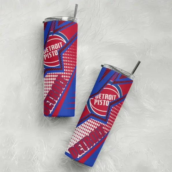 customized detroit pistons web stripes red white skinny tumbler top rated.webp
