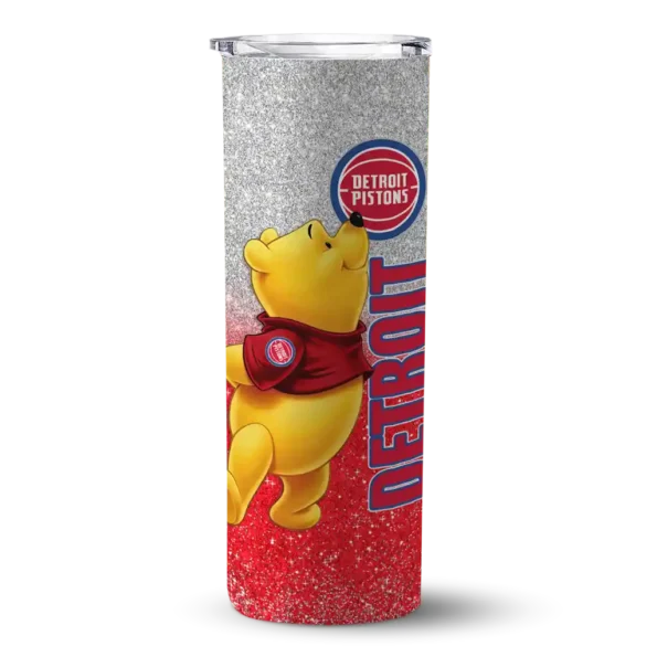 customized detroit pistons winnie the pooh red gray skinny tumbler best selling 1.webp