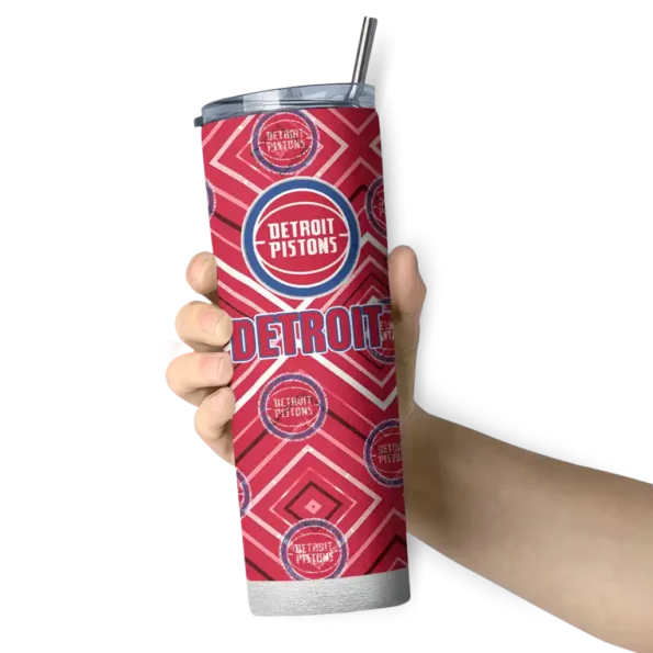 customized detroit pistons zipper leopard red skinny tumbler premium grade.webp