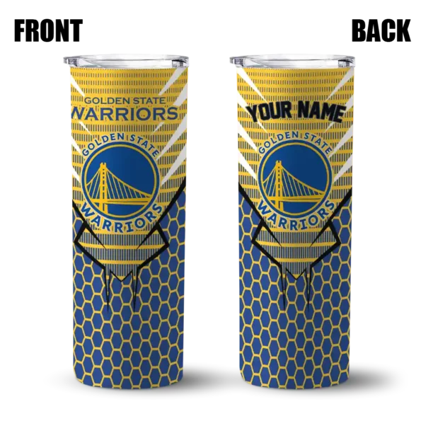 customized golden state warriors chevron stripes blue skinny tumbler fashion forward.webp