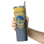customized golden state warriors chevron stripes blue skinny tumbler best selling 1.webp