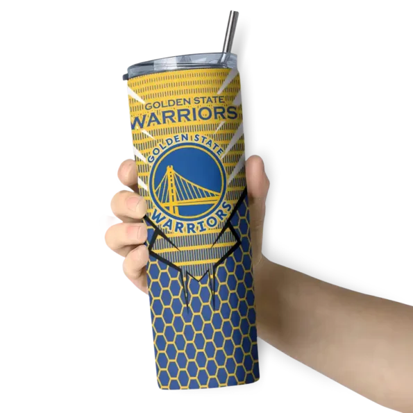 customized golden state warriors chevron stripes blue skinny tumbler premium grade.webp