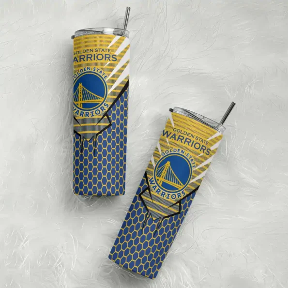 customized golden state warriors chevron stripes blue skinny tumbler top rated.webp
