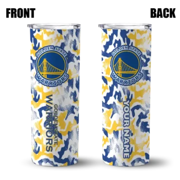 customized golden state warriors claw marks blue white skinny tumbler fashion forward.webp