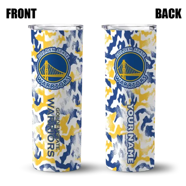 customized golden state warriors claw marks blue white skinny tumbler fashion forward.webp