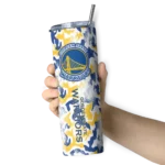 customized golden state warriors claw marks blue white skinny tumbler best selling 1.webp