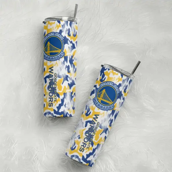 customized golden state warriors claw marks blue white skinny tumbler top rated.webp