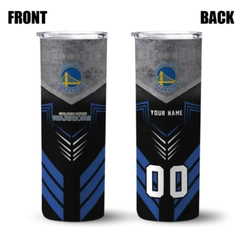 customized golden state warriors hexagon honeycomb blue black skinny tumbler fashion forward.webp