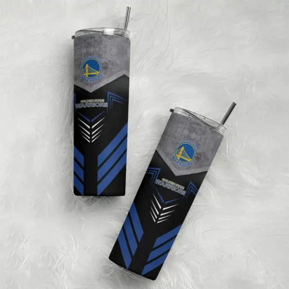 customized golden state warriors hexagon honeycomb blue black skinny tumbler top rated.webp