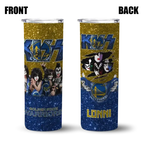 customized golden state warriors kiss band yellow skinny tumbler fashion forward.webp