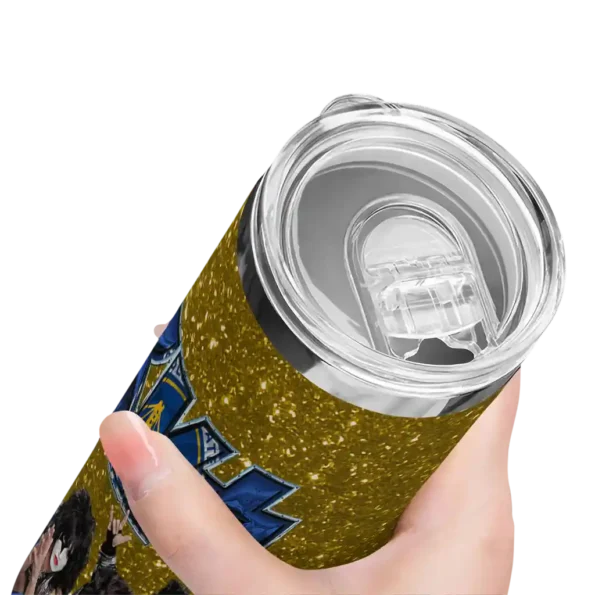 customized golden state warriors kiss band yellow skinny tumbler high quality.webp
