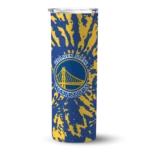 customized golden state warriors metallic grid blue skinny tumbler best selling 1.webp