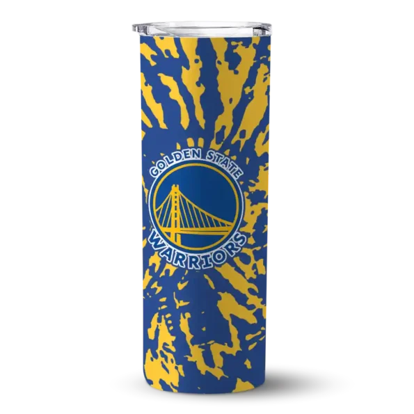 customized golden state warriors metallic grid blue skinny tumbler best selling 1.webp