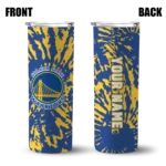 customized golden state warriors metallic grid blue skinny tumbler best selling 1.webp