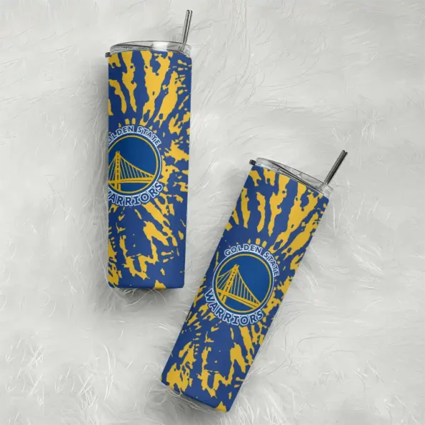 customized golden state warriors metallic grid blue skinny tumbler top rated.webp