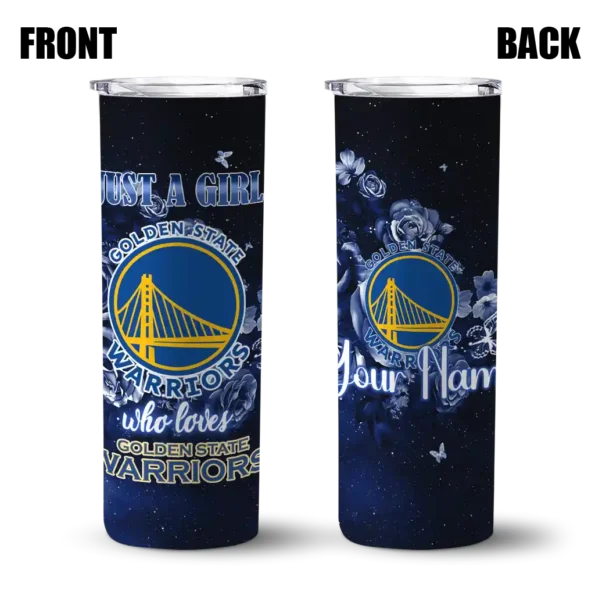 customized golden state warriors rose romance blue black skinny tumbler fashion forward.webp